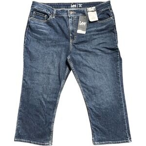Lee Regular Fit Capri Mid Rise Jeans Deep Dyed Dark Wash Women 18M New